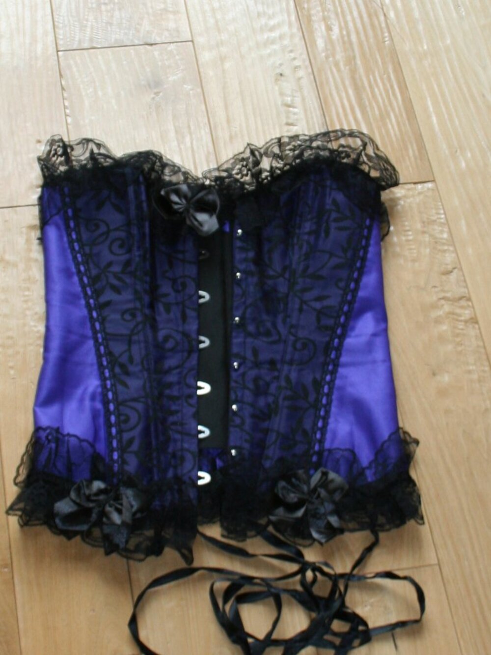 Purple and Black Laced Corset - Size Medium